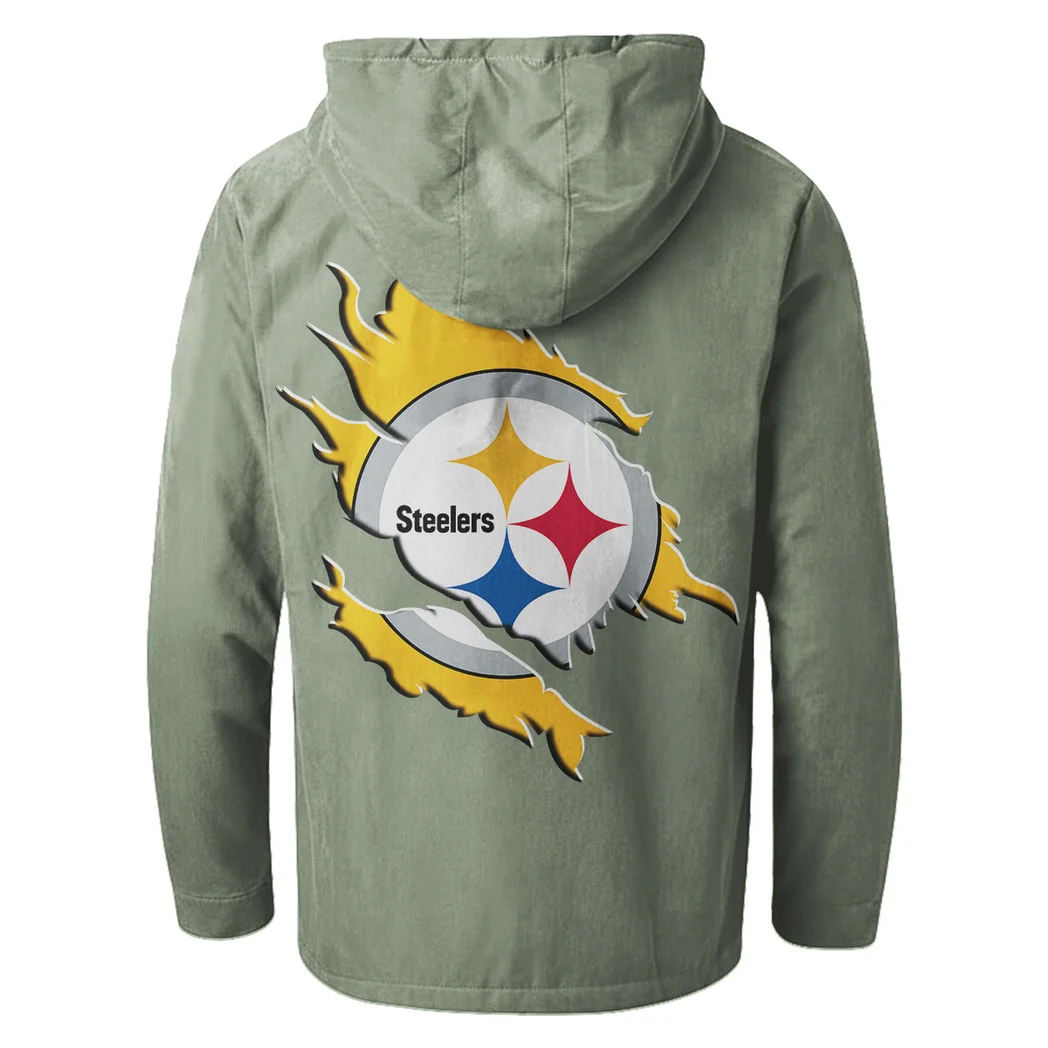 Game Day Squad Flannel Hoodie, Supporter Spirit Hooded Flannel HVN1462PS - Light Green - Image 3