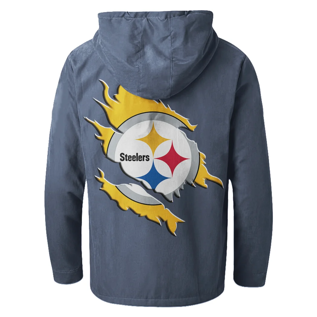 Game Day Squad Flannel Hoodie, Supporter Spirit Hooded Flannel HVN1462PS - Navy Blue - Image 3