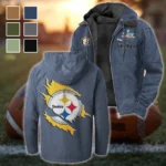 Game Day Squad Flannel Hoodie, Supporter Spirit Hooded Flannel HVN1462PS - Navy Blue