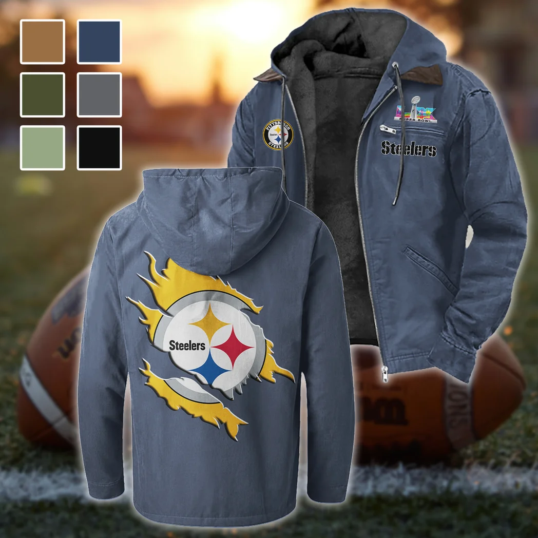Game Day Squad Flannel Hoodie, Supporter Spirit Hooded Flannel HVN1462PS - Navy Blue