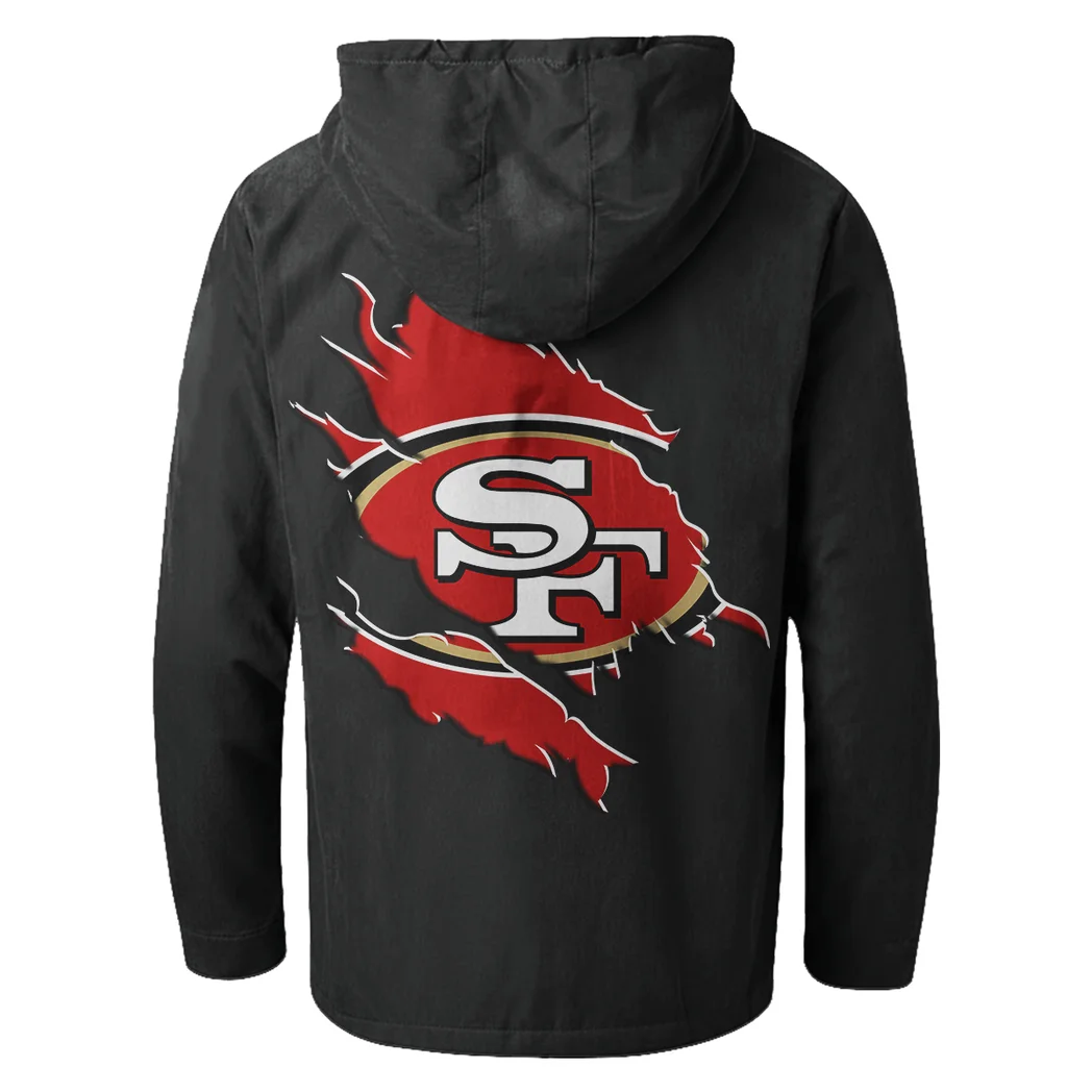 Bay Area Faithful Flannel Hoodie, Athletic Lifestyle Fan Hoodie HVN1462SF - Black - Image 3