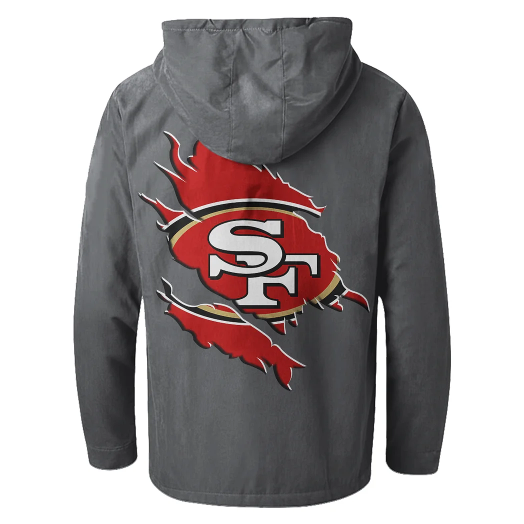 Bay Area Faithful Flannel Hoodie, Athletic Lifestyle Fan Hoodie HVN1462SF - Gray - Image 3