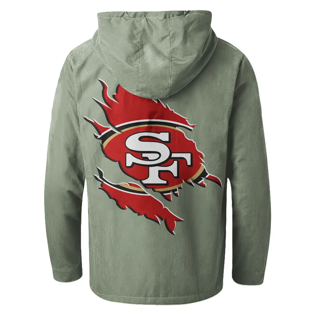 Bay Area Faithful Flannel Hoodie, Athletic Lifestyle Fan Hoodie HVN1462SF - Light Green - Image 3