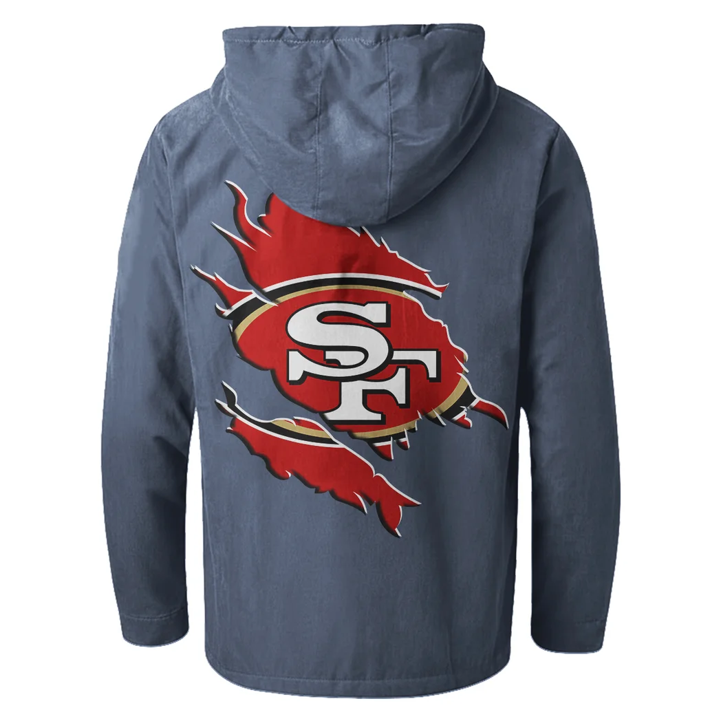 Bay Area Faithful Flannel Hoodie, Athletic Lifestyle Fan Hoodie HVN1462SF - Navy Blue - Image 3
