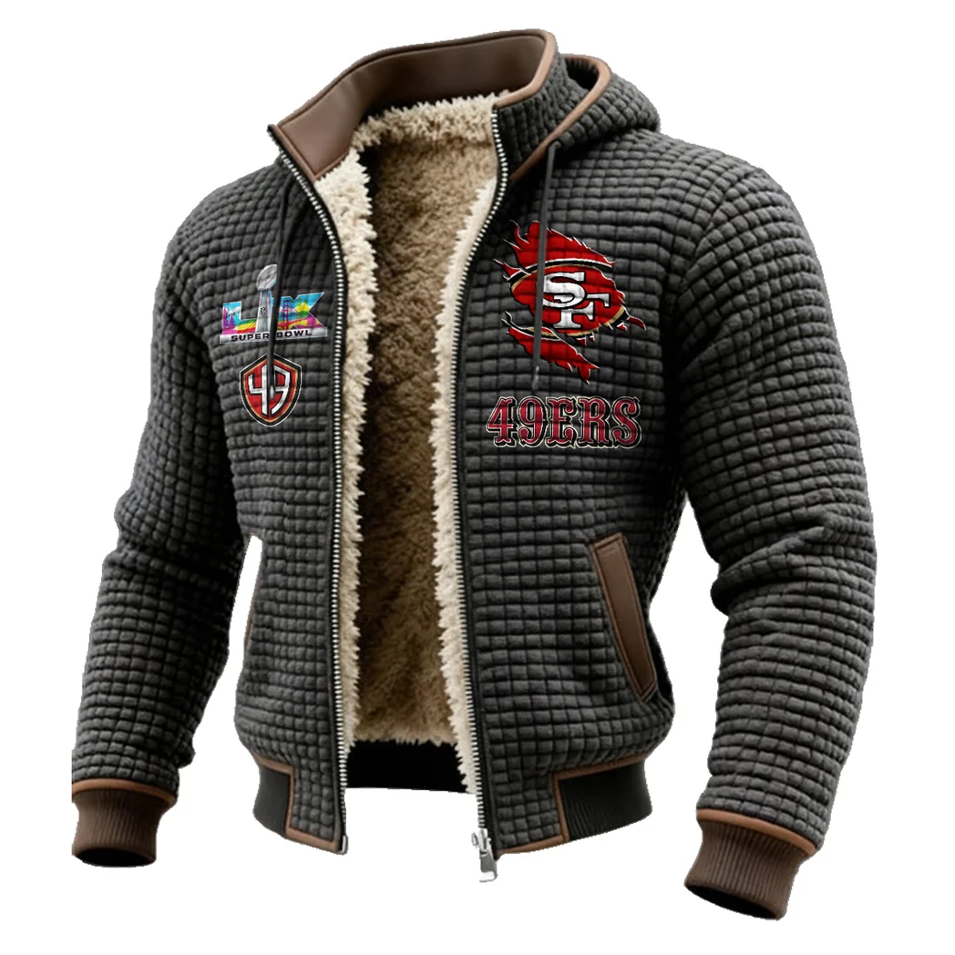 Bay Area Faithful Fleece-Lined Hooded Jacket, Premium Bonded Fleece Jacket HVN1462SF - Grey - Image 2
