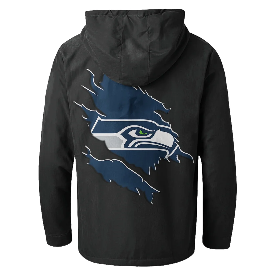Emerald Fans Flannel Hoodie, Classic Flannel Sport Hoodie HVN1462SS - Black - Image 3