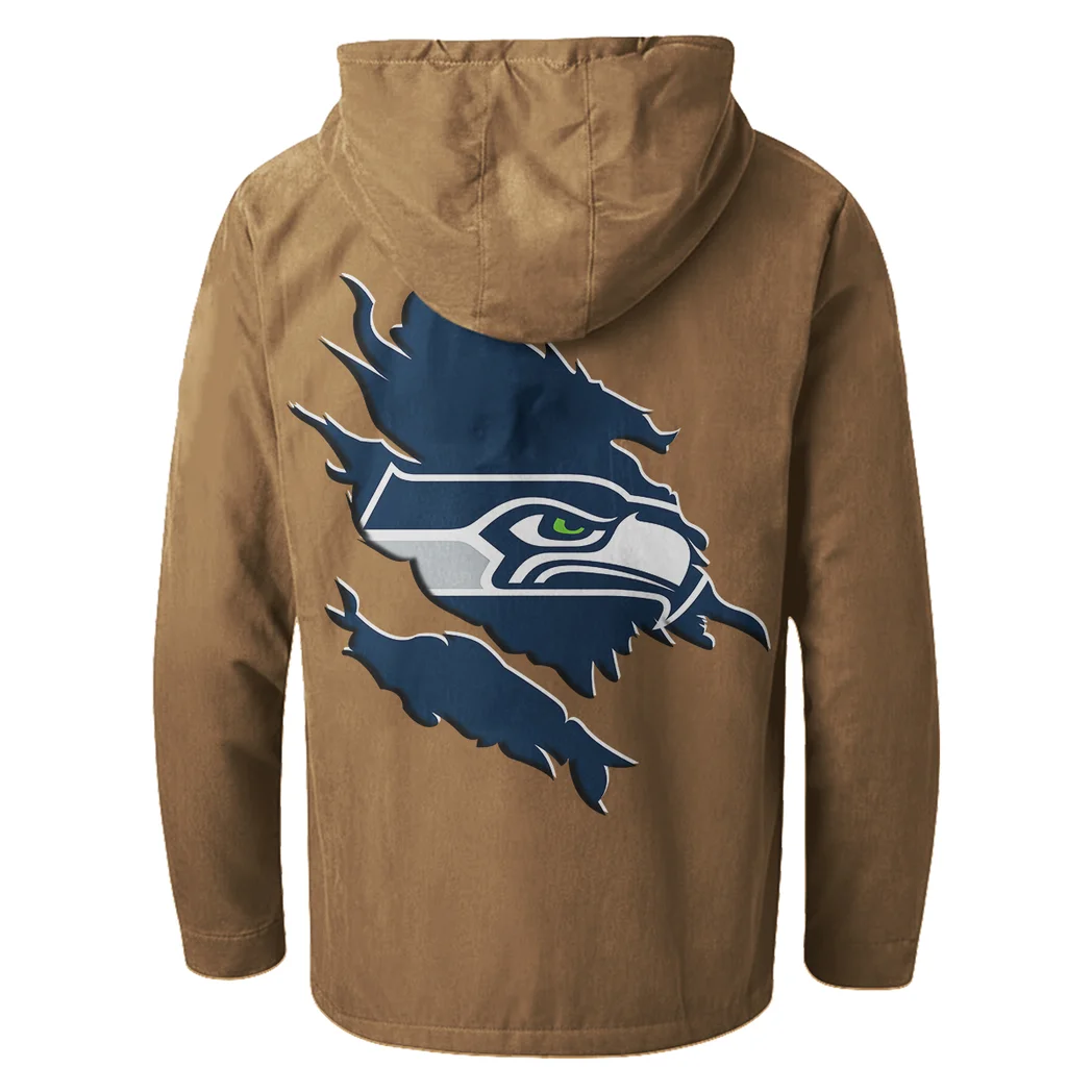 Emerald Fans Flannel Hoodie, Classic Flannel Sport Hoodie HVN1462SS - Camel - Image 3