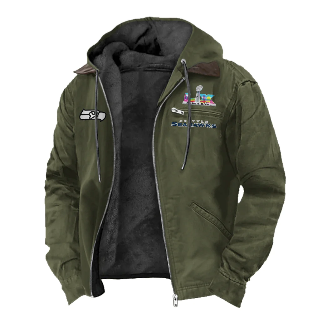 Emerald Fans Flannel Hoodie, Classic Flannel Sport Hoodie HVN1462SS - Green - Image 2