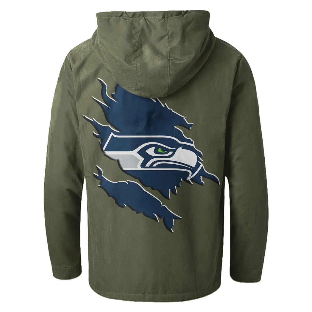 Emerald Fans Flannel Hoodie, Classic Flannel Sport Hoodie HVN1462SS - Green - Image 3