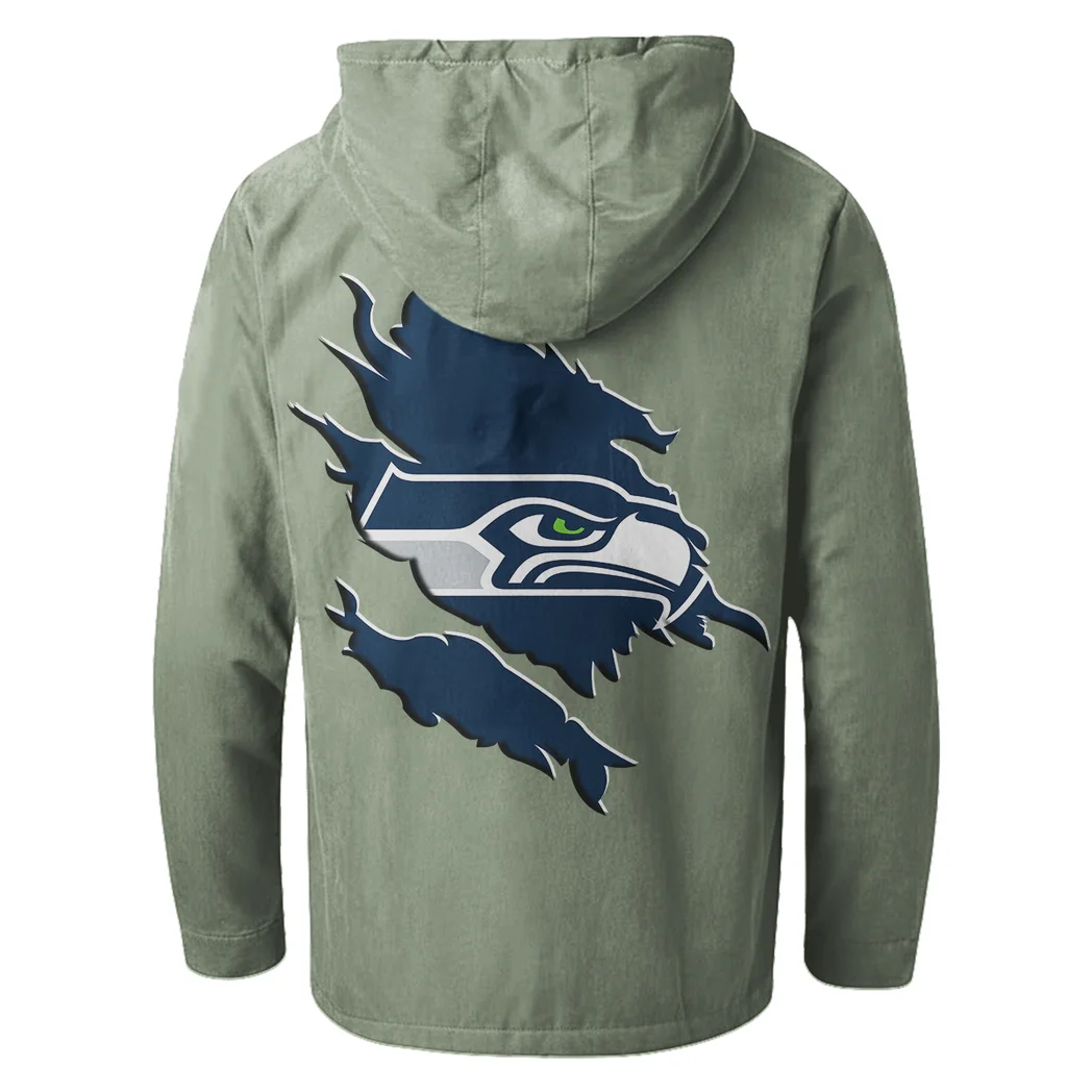 Emerald Fans Flannel Hoodie, Classic Flannel Sport Hoodie HVN1462SS - Light Green - Image 3