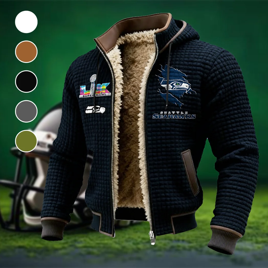 Emerald Fans Fleece-Lined Hooded Jacket, Breathable Warmth Sport Jacket HVN1462SS - Black