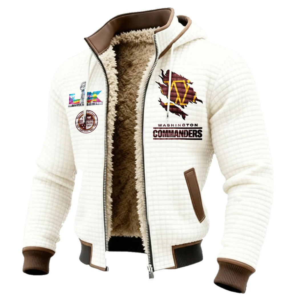 Red Gold Brotherhood Fleece-Lined Hooded Jacket, Modern Athletic Hybrid Parka HVN1462WC - White - Image 2