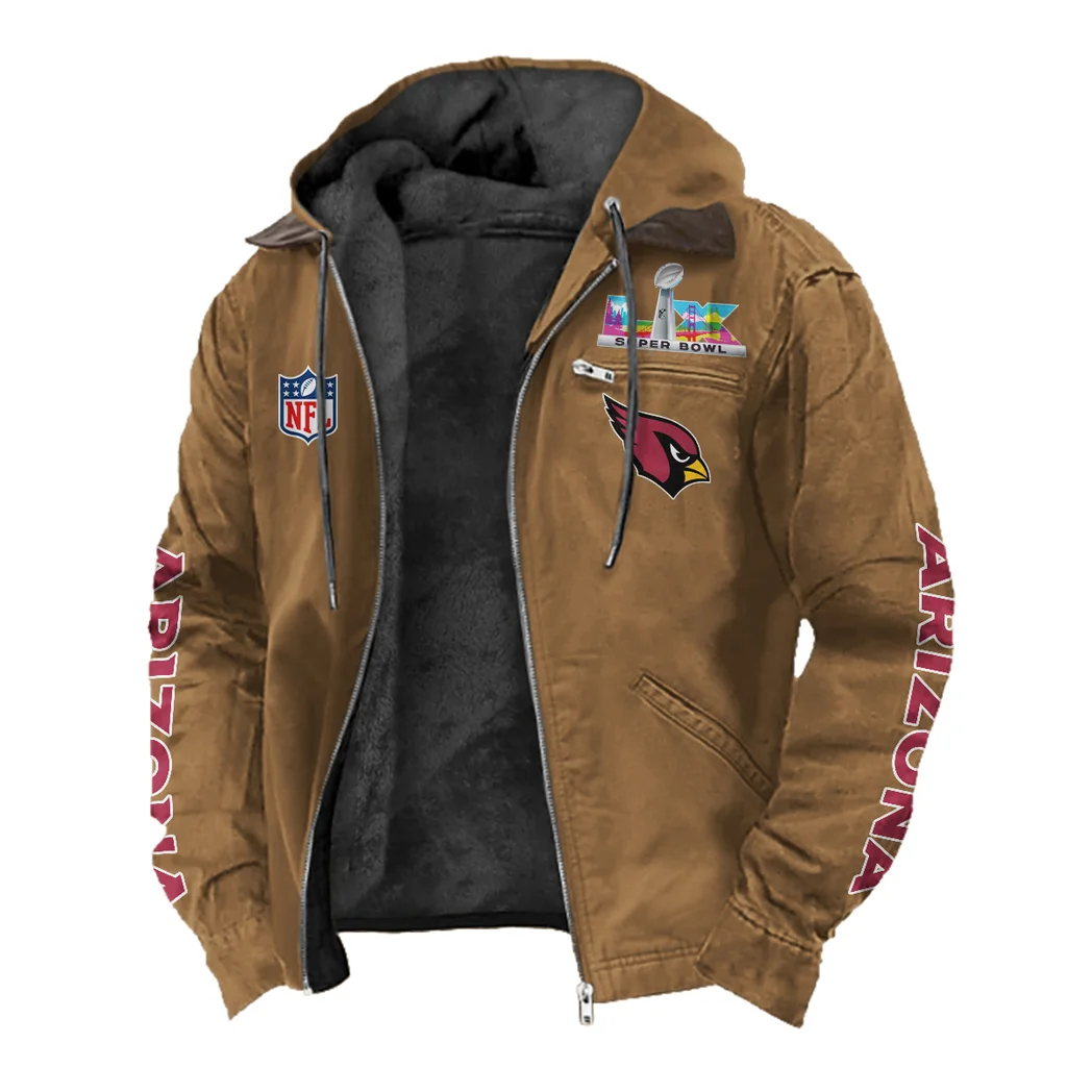 Red Bird Crew Flannel Hoodie, Sport Fan Flannel Hoodie HVN1463AC - Camel - Image 2