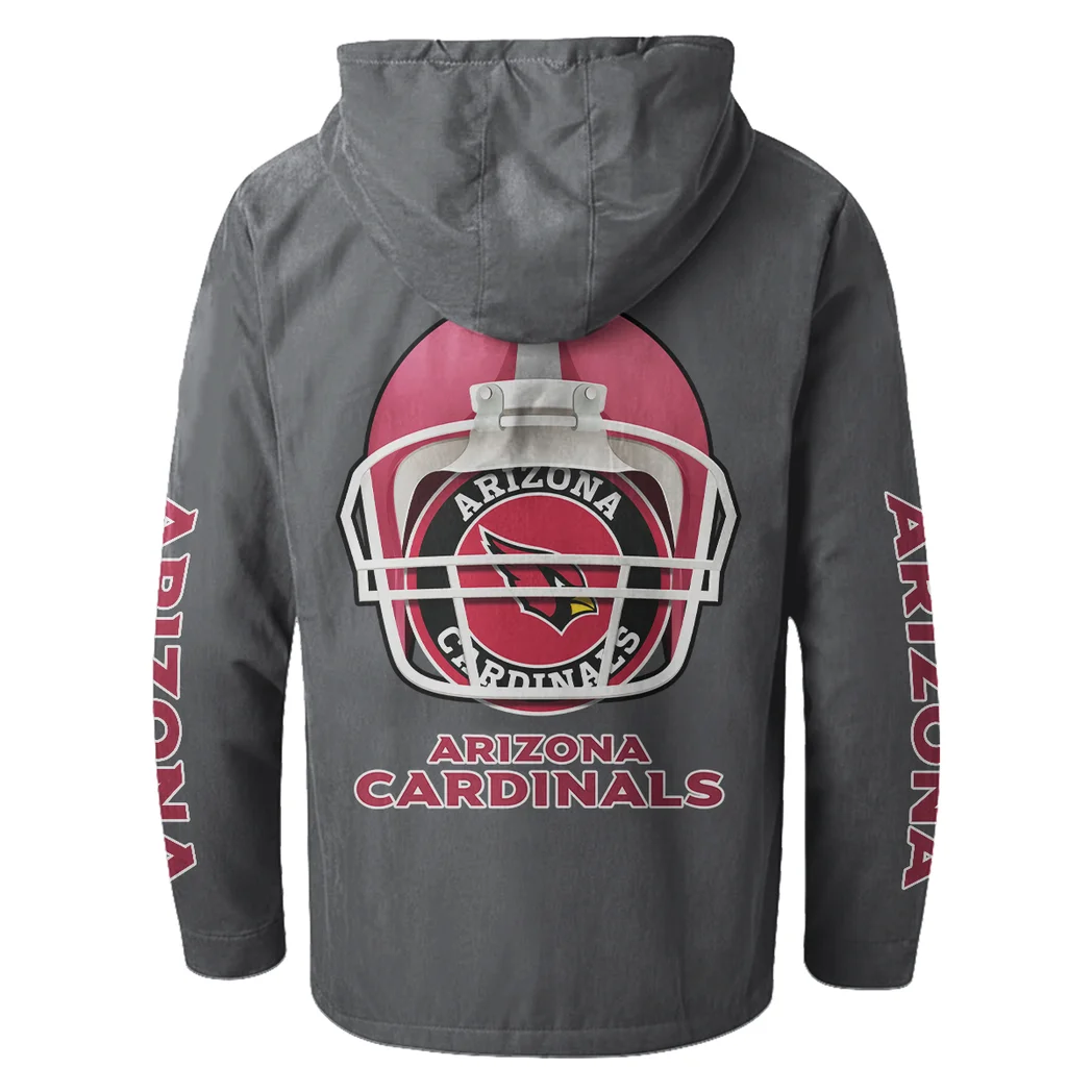 Red Bird Crew Flannel Hoodie, Sport Fan Flannel Hoodie HVN1463AC - Gray - Image 3