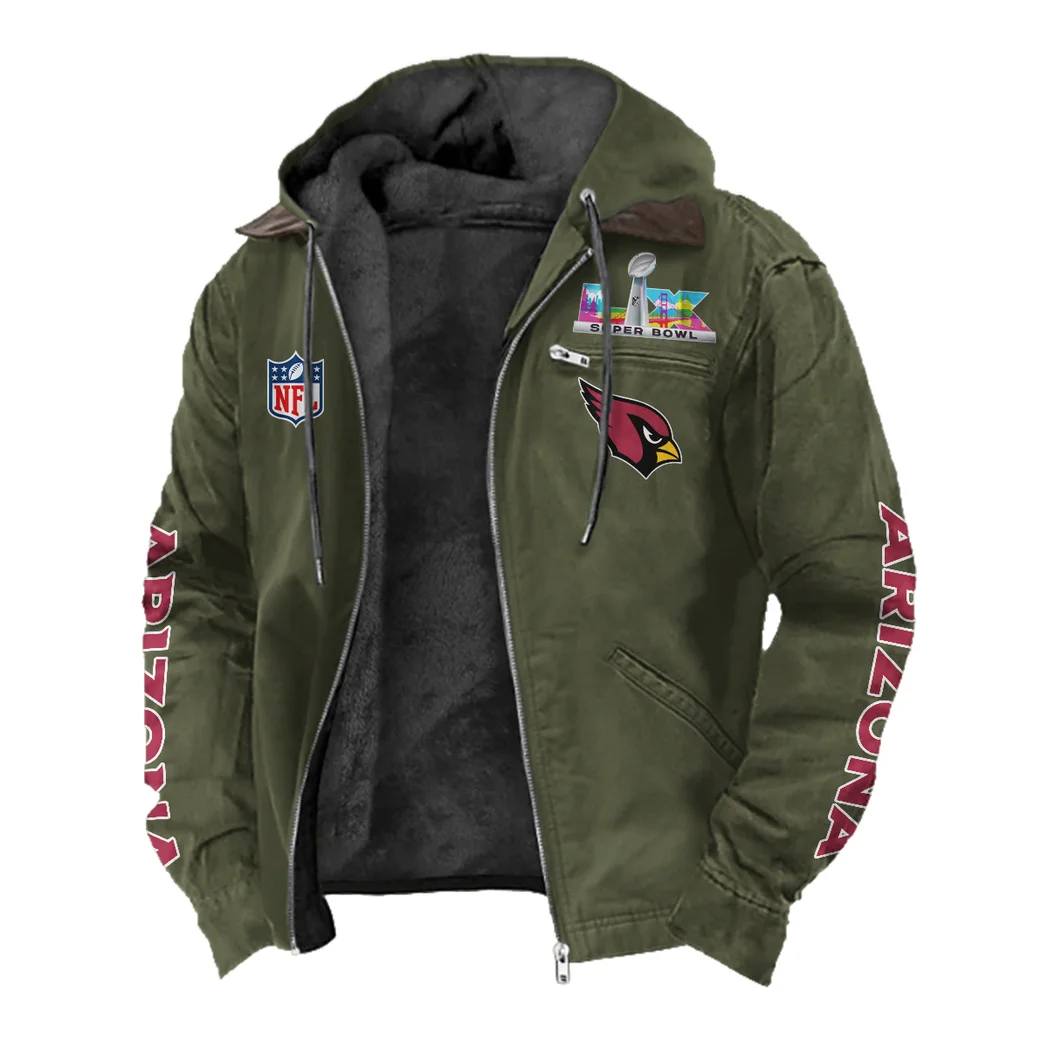 Red Bird Crew Flannel Hoodie, Sport Fan Flannel Hoodie HVN1463AC - Green - Image 2
