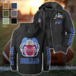 Blue Horns Flannel Hoodie, Athletic Spirit Fan Hoodie HVN1463BB - Black
