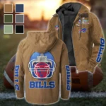 Blue Horns Flannel Hoodie, Athletic Spirit Fan Hoodie HVN1463BB - Camel