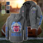Blue Horns Flannel Hoodie, Athletic Spirit Fan Hoodie HVN1463BB - Gray