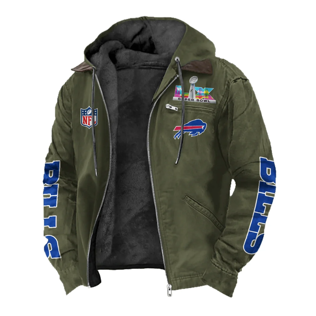 Blue Horns Flannel Hoodie, Athletic Spirit Fan Hoodie HVN1463BB - Green - Image 2