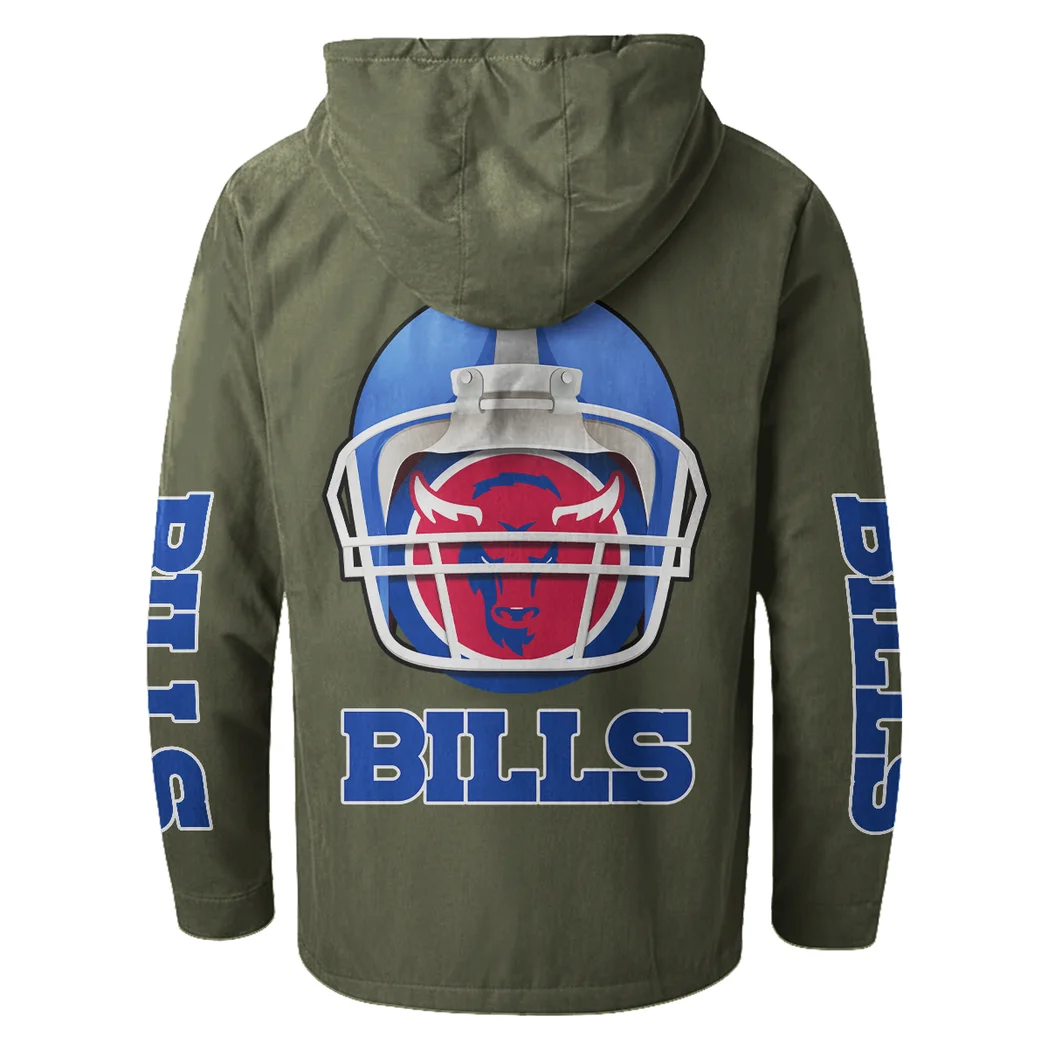 Blue Horns Flannel Hoodie, Athletic Spirit Fan Hoodie HVN1463BB - Green - Image 3