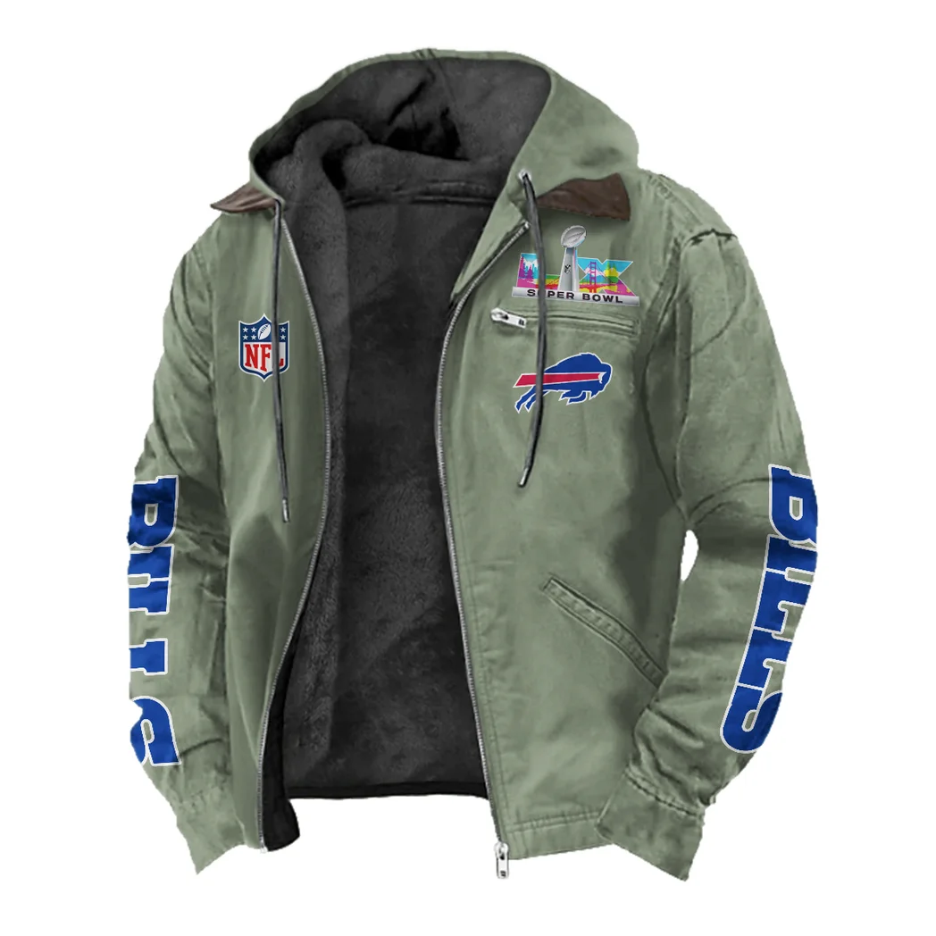 Blue Horns Flannel Hoodie, Athletic Spirit Fan Hoodie HVN1463BB - Light Green - Image 2