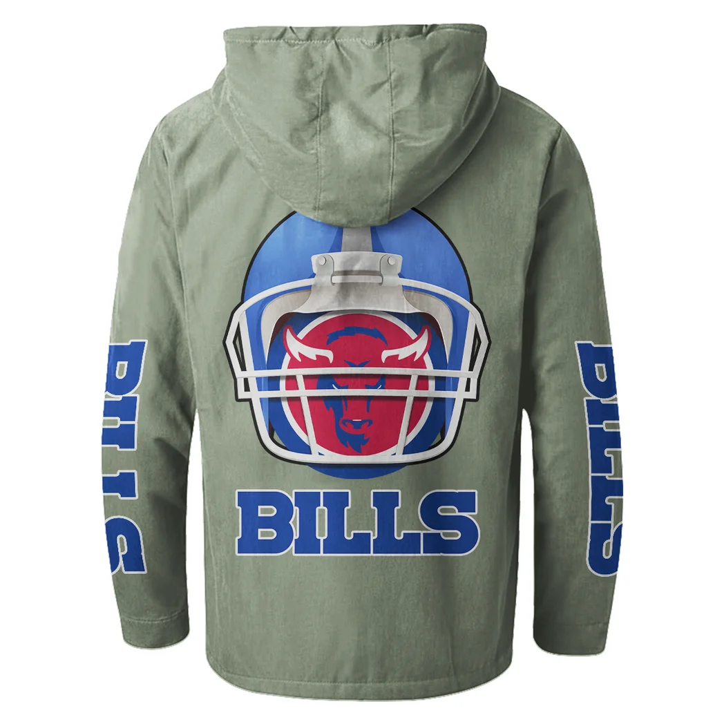 Blue Horns Flannel Hoodie, Athletic Spirit Fan Hoodie HVN1463BB - Light Green - Image 3