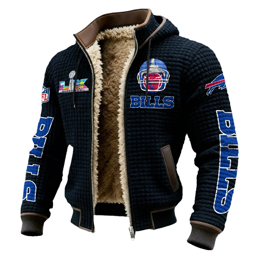 Blue Horns Fleece-Lined Hooded Jacket, High-Performance Trail Jacket HVN1463BB - Black - Image 2