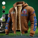 Blue Horns Fleece-Lined Hooded Jacket, High-Performance Trail Jacket HVN1463BB - brown