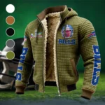 Blue Horns Fleece-Lined Hooded Jacket, High-Performance Trail Jacket HVN1463BB - Green