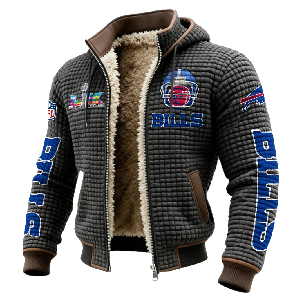 Blue Horns Fleece-Lined Hooded Jacket, High-Performance Trail Jacket HVN1463BB - Grey - Image 2