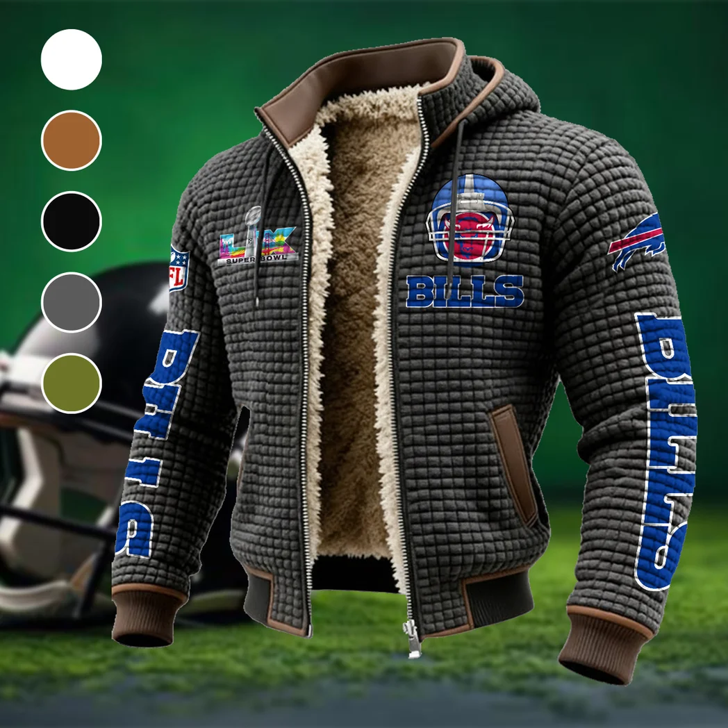 Blue Horns Fleece-Lined Hooded Jacket, High-Performance Trail Jacket HVN1463BB - Grey