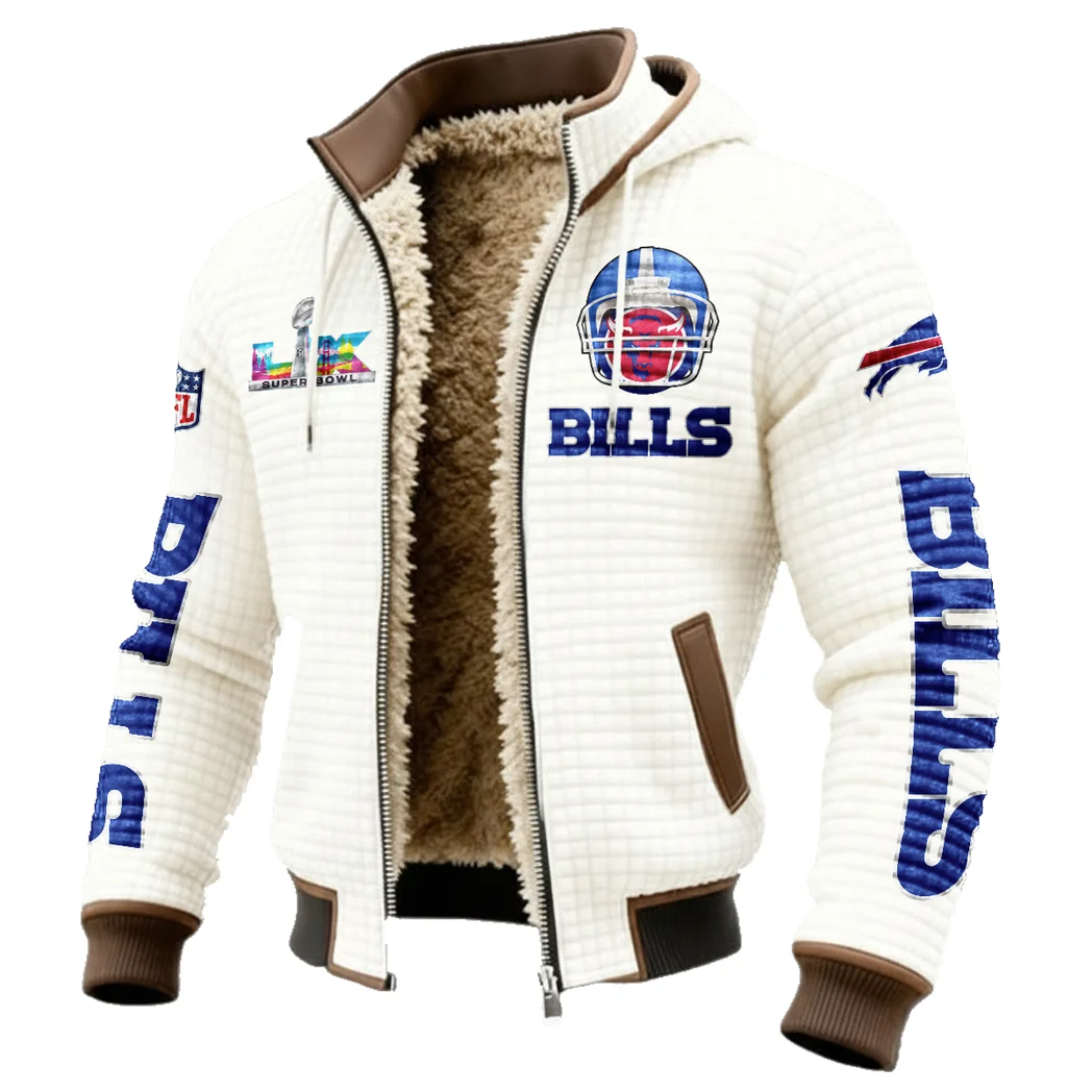 Blue Horns Fleece-Lined Hooded Jacket, High-Performance Trail Jacket HVN1463BB - White - Image 2