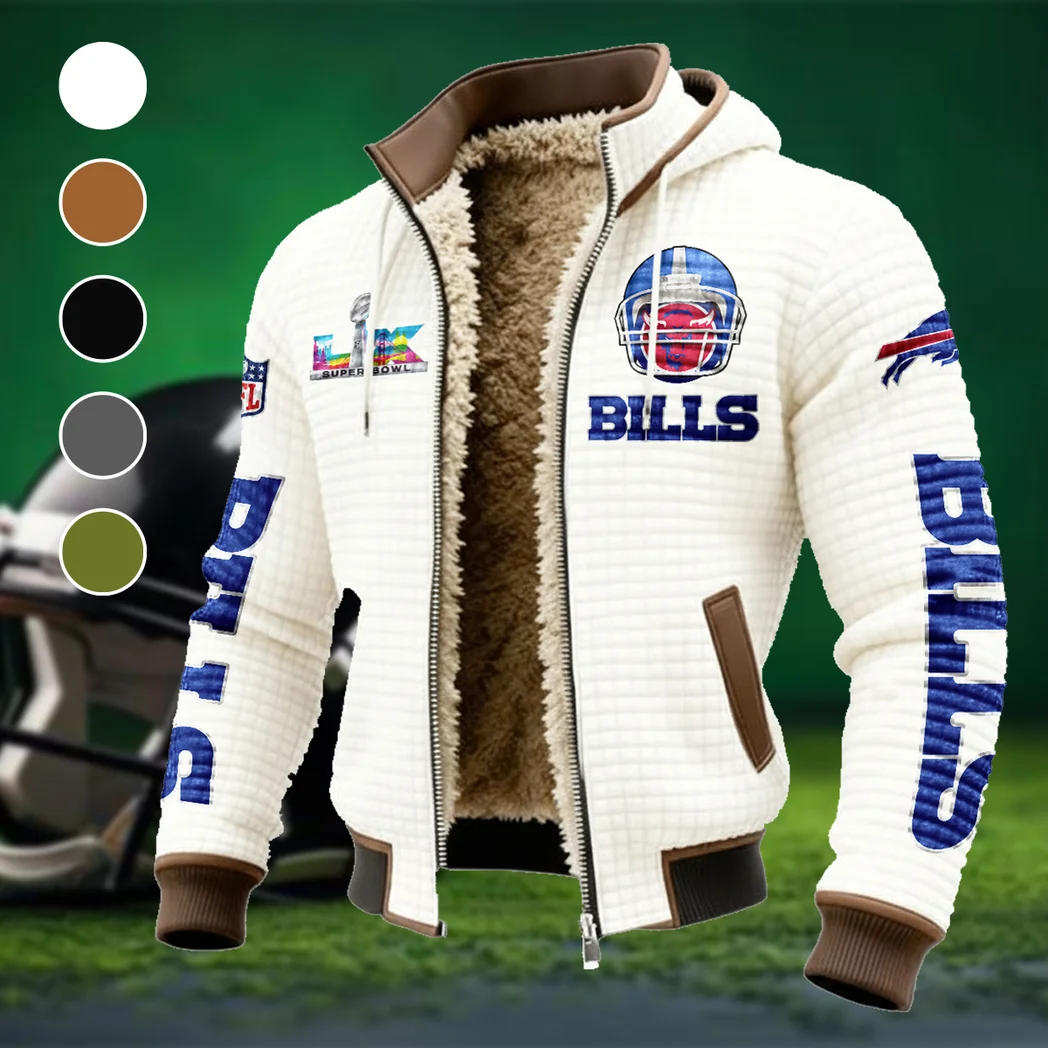 Blue Horns Fleece-Lined Hooded Jacket, High-Performance Trail Jacket HVN1463BB - White