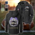 Football Purple Crew Flannel Hoodie, Stadium Ready Flannel Hoodie HVN1463BR - Black