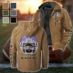Football Purple Crew Flannel Hoodie, Stadium Ready Flannel Hoodie HVN1463BR - Camel