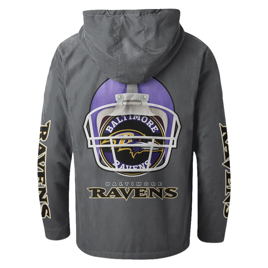 Football Purple Crew Flannel Hoodie, Stadium Ready Flannel Hoodie HVN1463BR - Gray - Image 3