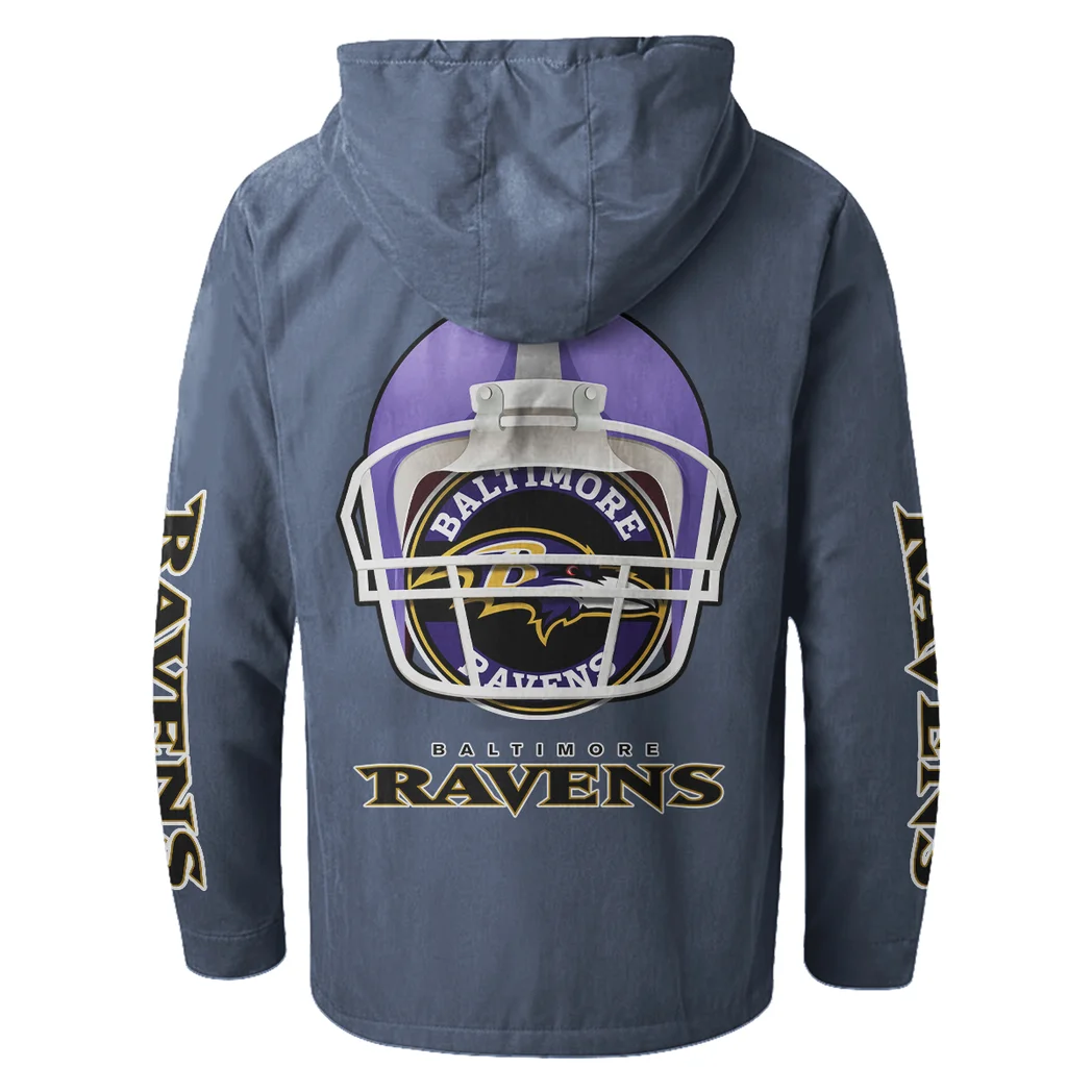 Football Purple Crew Flannel Hoodie, Stadium Ready Flannel Hoodie HVN1463BR - Navy Blue - Image 3