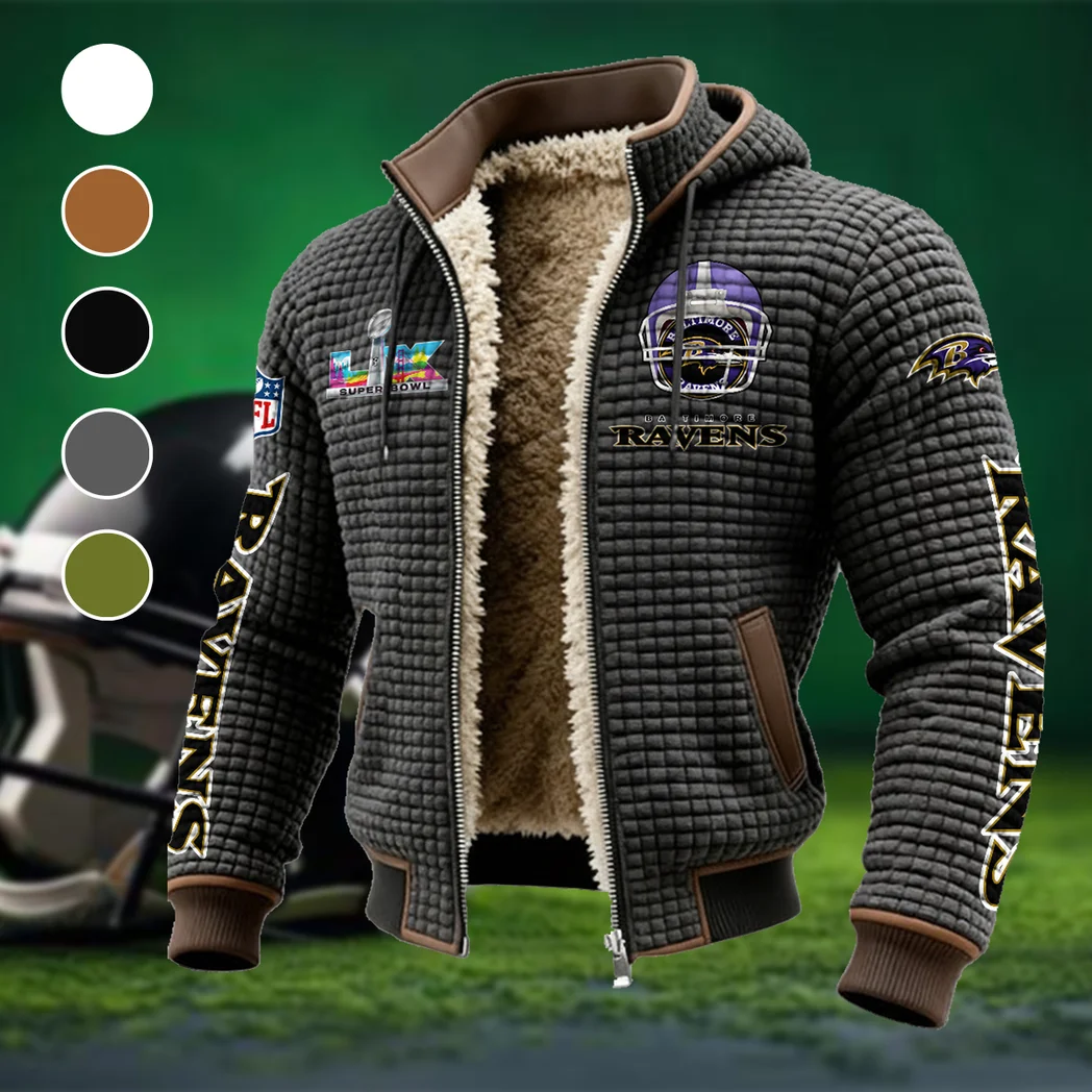 Football Purple Crew Fleece-Lined Hooded Jacket, Multi-Sport Winter Active Top HVN1463BR - Grey