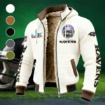 Football Purple Crew Fleece-Lined Hooded Jacket, Multi-Sport Winter Active Top HVN1463BR - White