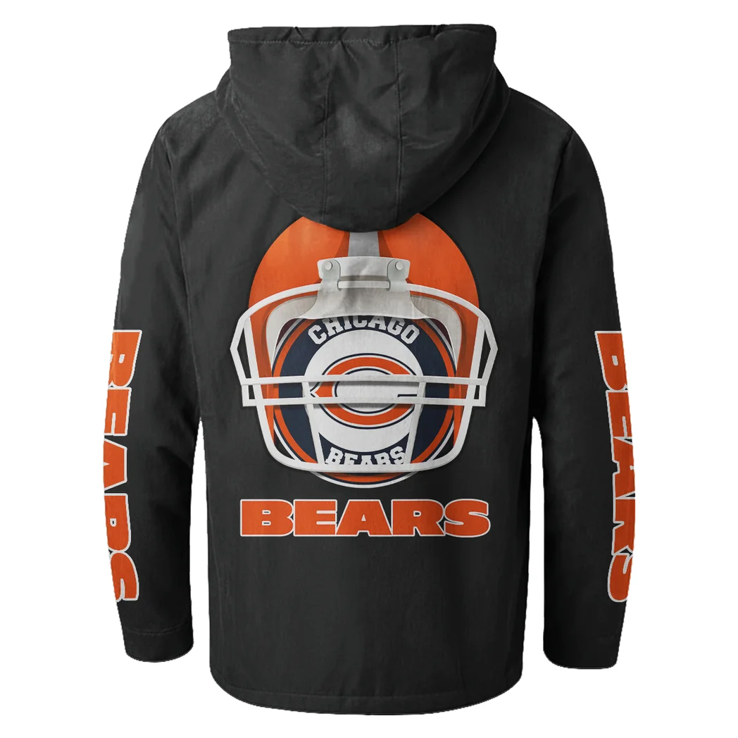 Fan Cubs Squad Flannel Hoodie, Casual Sport Hooded Flannel HVN1463CB - Black - Image 3