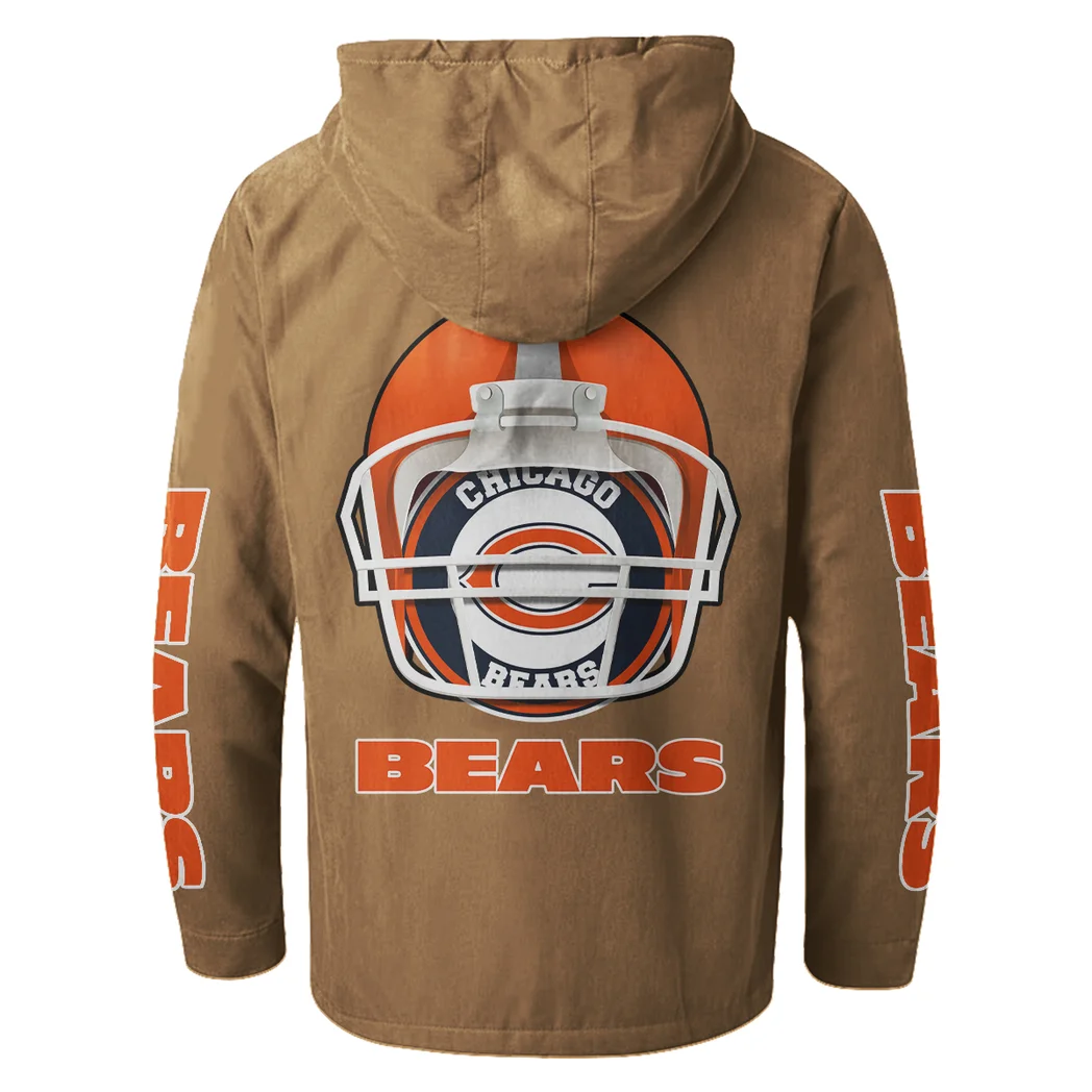 Fan Cubs Squad Flannel Hoodie, Casual Sport Hooded Flannel HVN1463CB - Camel - Image 3