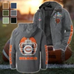 Fan Cubs Squad Flannel Hoodie, Casual Sport Hooded Flannel HVN1463CB - Gray