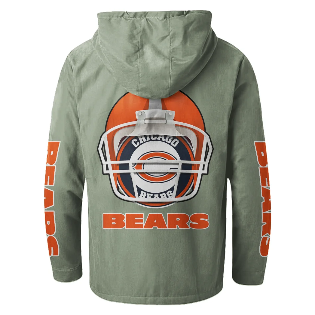 Fan Cubs Squad Flannel Hoodie, Casual Sport Hooded Flannel HVN1463CB - Light Green - Image 3