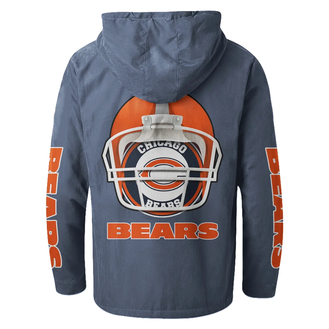 Fan Cubs Squad Flannel Hoodie, Casual Sport Hooded Flannel HVN1463CB - Navy Blue - Image 3