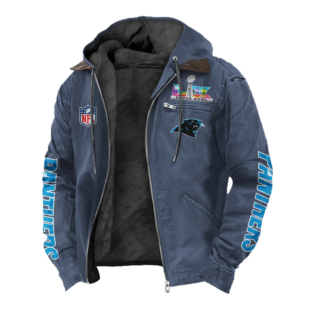 Match Day Prowlers Flannel Hoodie, Team Spirit Flannel Hoodie HVN1463CP - Navy Blue - Image 2