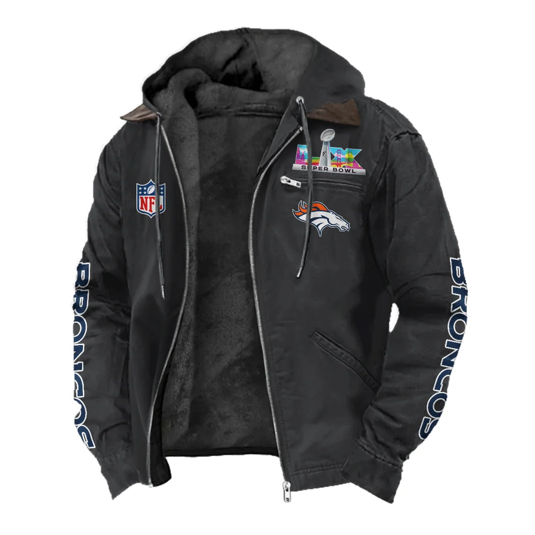 Victory Spurs Flannel Hoodie, Street Style Sport Hoodie HVN1463DB - Black - Image 2