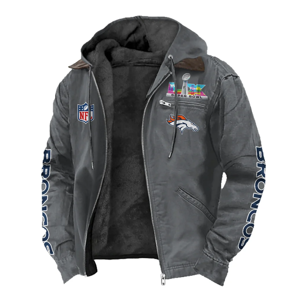 Victory Spurs Flannel Hoodie, Street Style Sport Hoodie HVN1463DB - Gray - Image 2