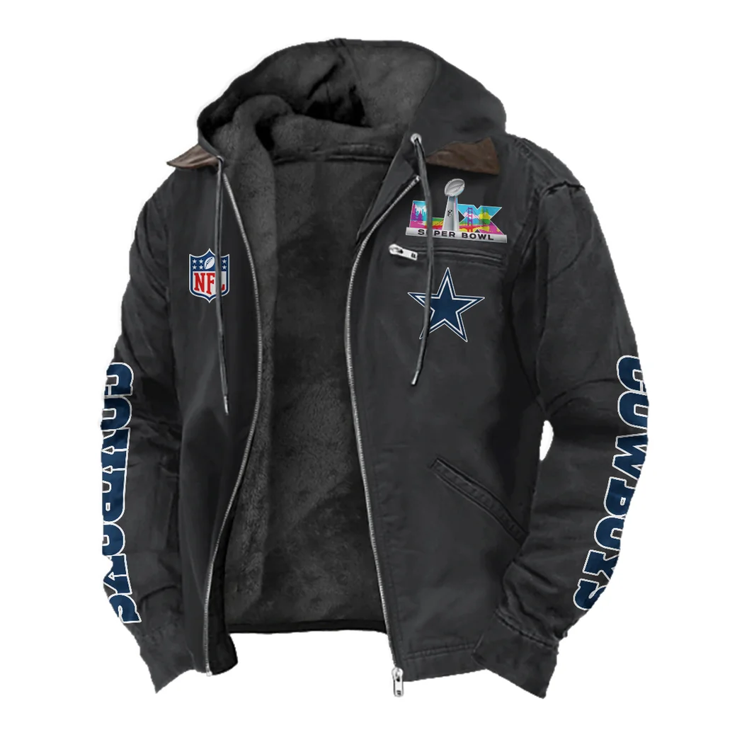 Star Crew Flannel Hoodie, Warm Fan Flannel Hoodie HVN1463DC - Black - Image 2
