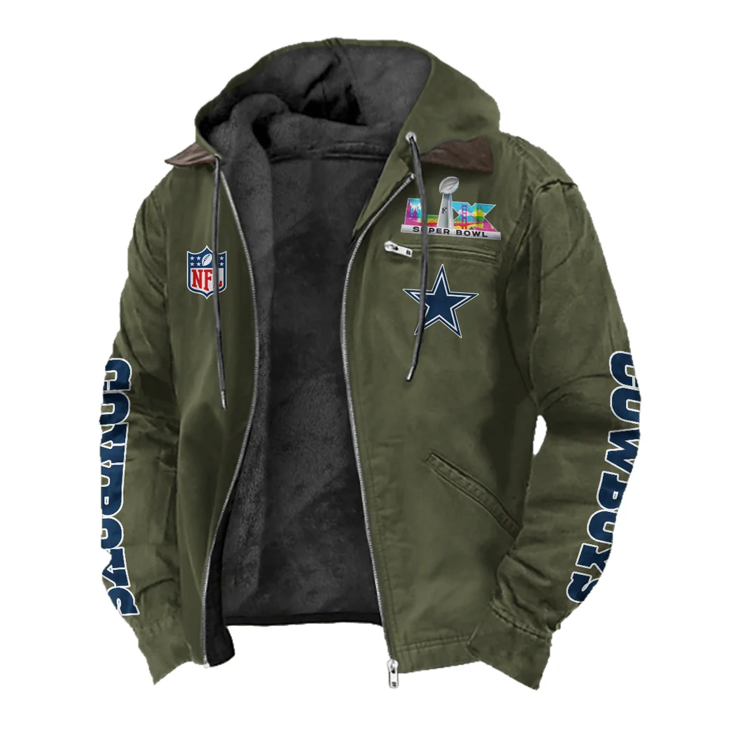 Star Crew Flannel Hoodie, Warm Fan Flannel Hoodie HVN1463DC - Green - Image 2