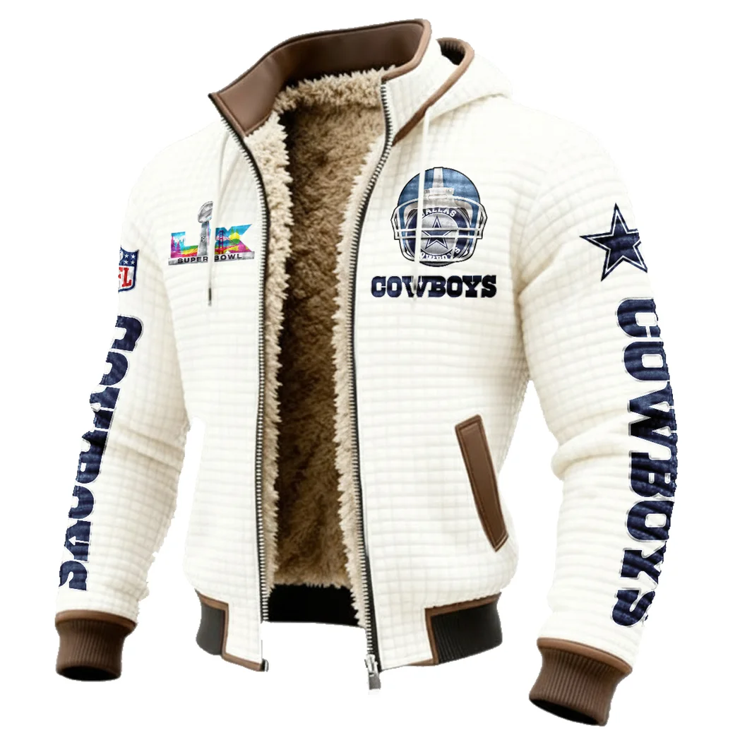 Star Crew Fleece-Lined Hooded Jacket, Rapid-Dry Fleece-Lined Hoody HVN1463DC - White - Image 2